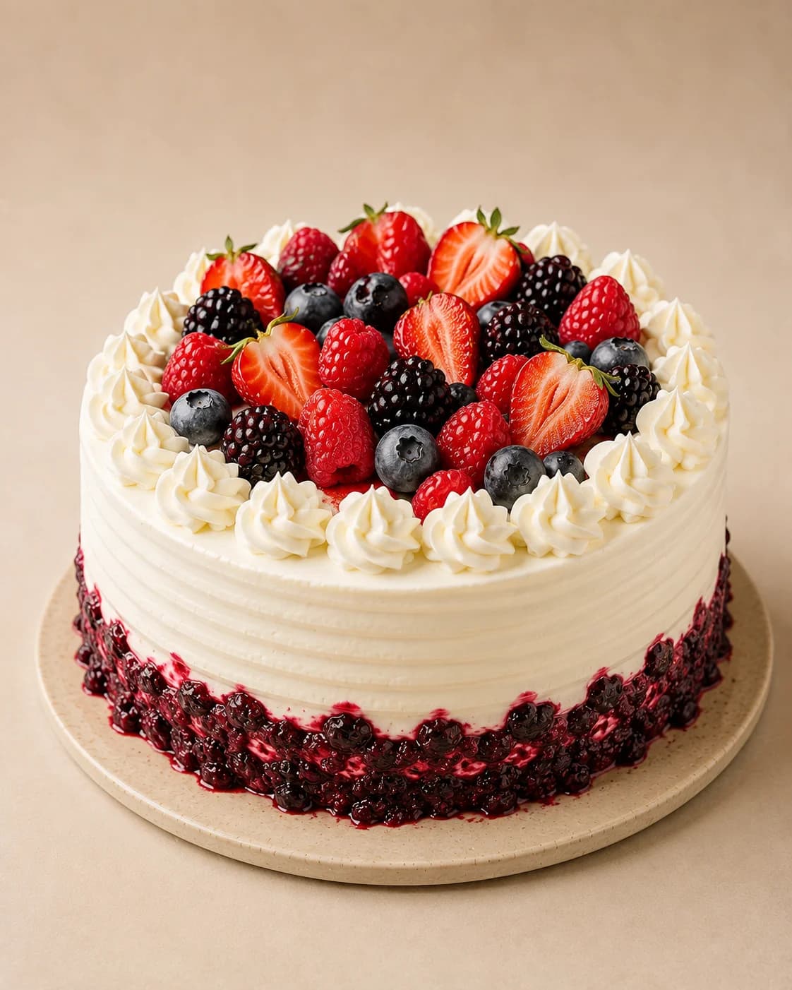Berry Forest. Scraped thin, so the berry layers show through the sides.