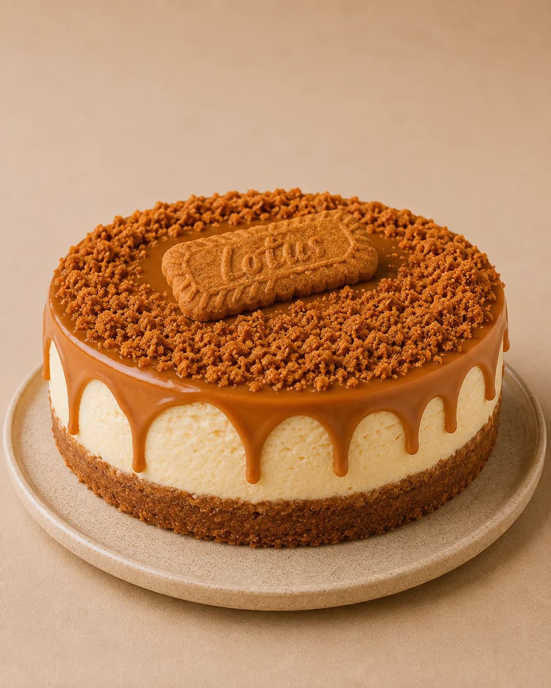 Biscoff Cheesecake. Biscuit base, biscuit on top, cream cheese in between.
